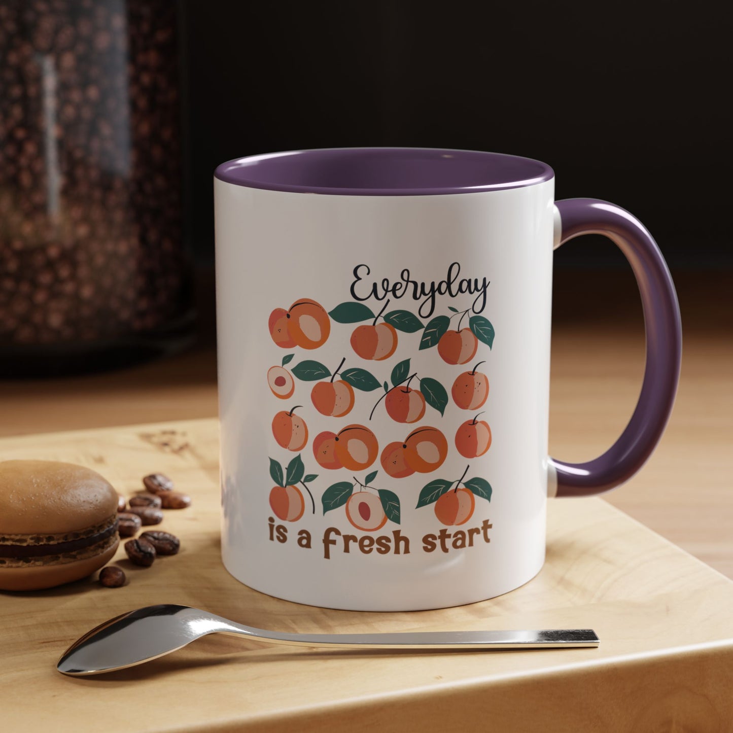 Everyday Is a Fresh Start Peach Accent Coffee Mug