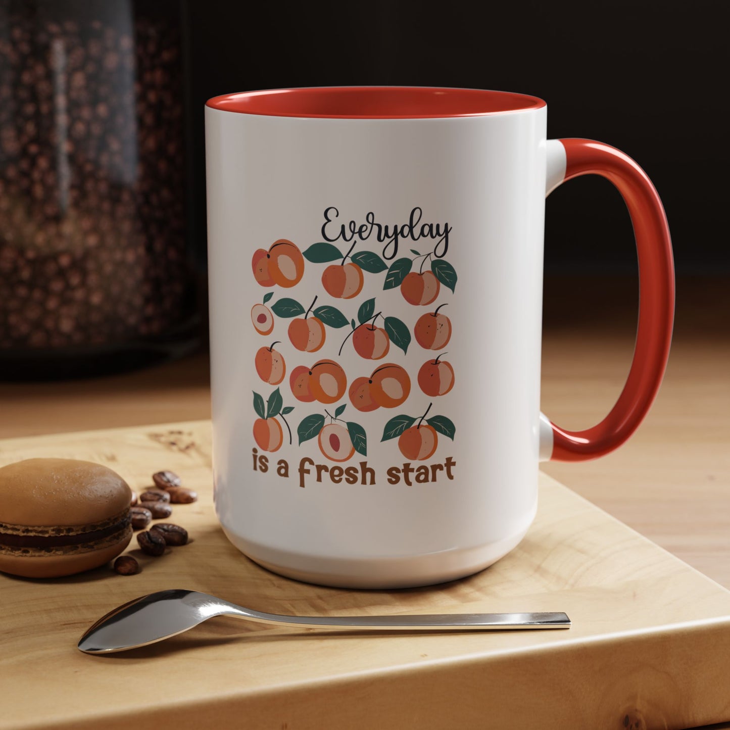Everyday Is a Fresh Start Peach Accent Coffee Mug