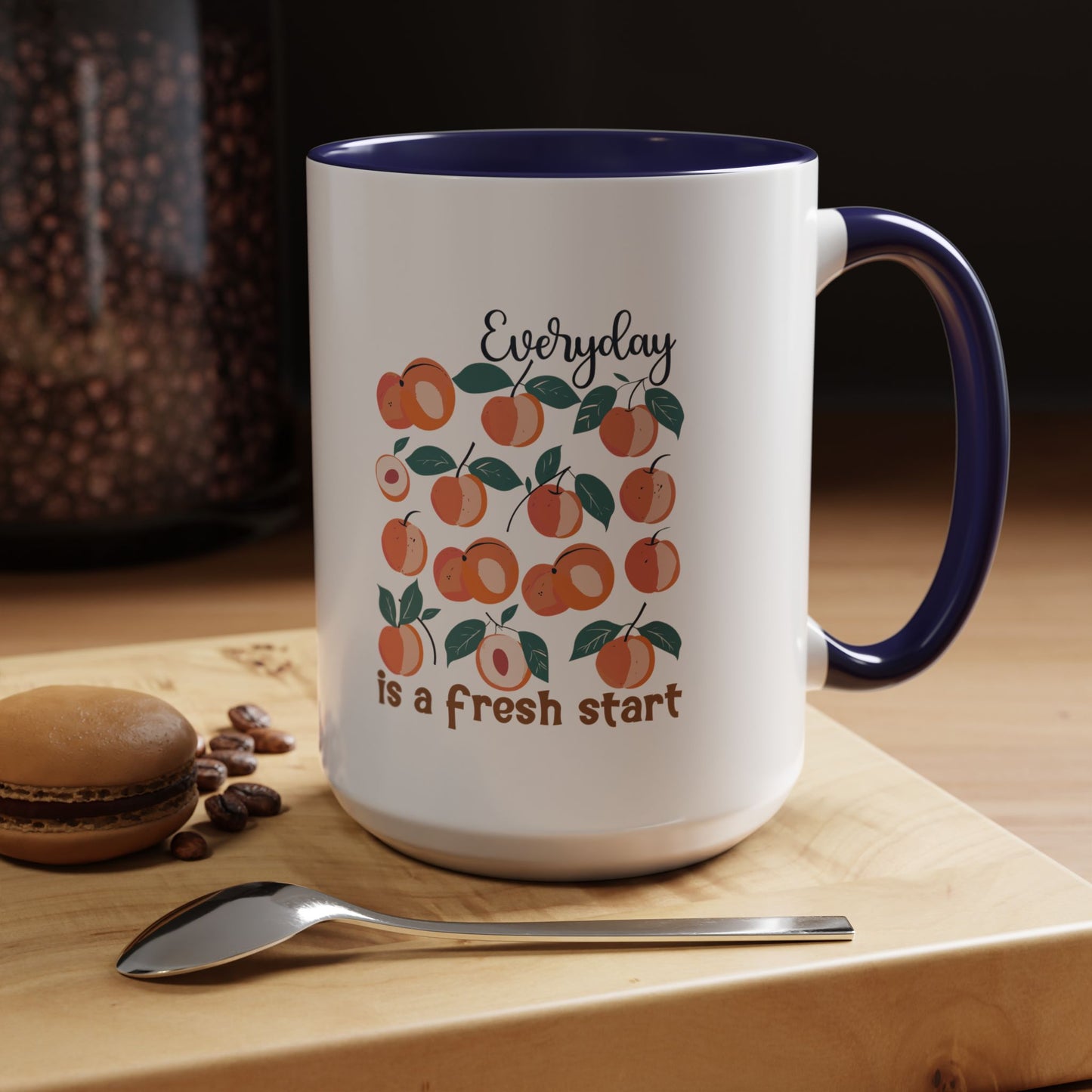 Everyday Is a Fresh Start Peach Accent Coffee Mug