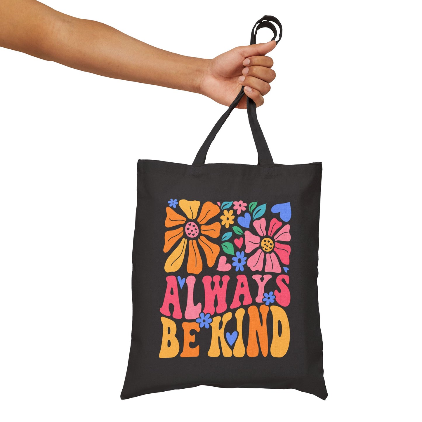 Always Be Kind Floral Canvas Tote Bag