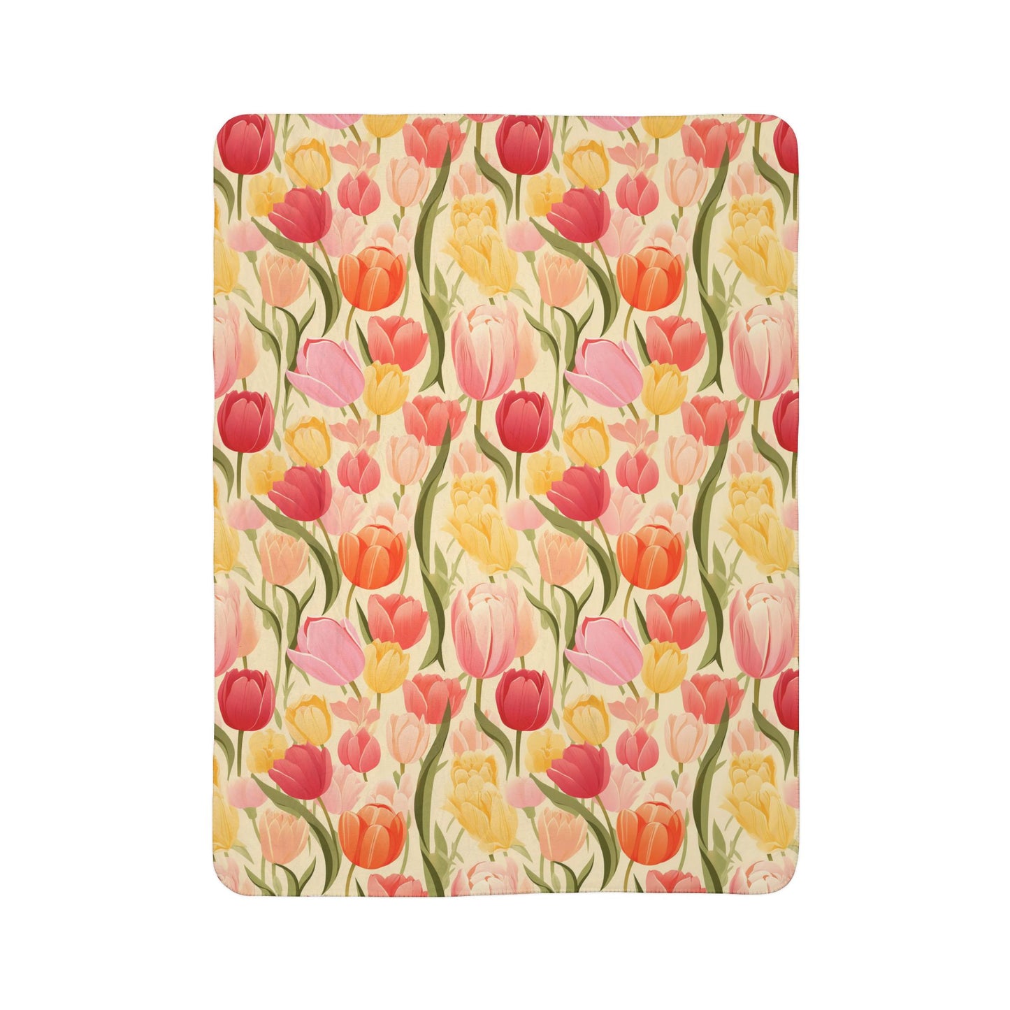 Spring Tulip Fleece Sherpa Blanket