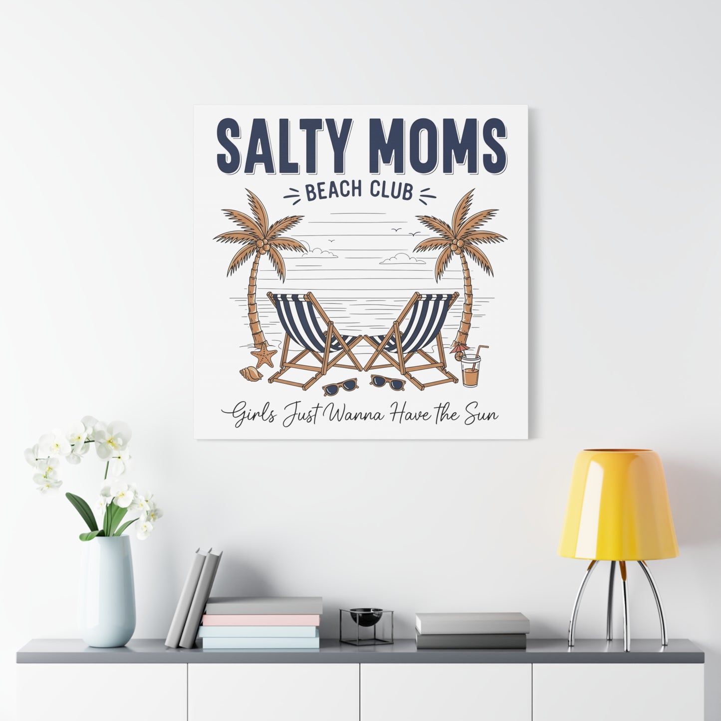 Salty Moms Beach Club Canvas Wall Art