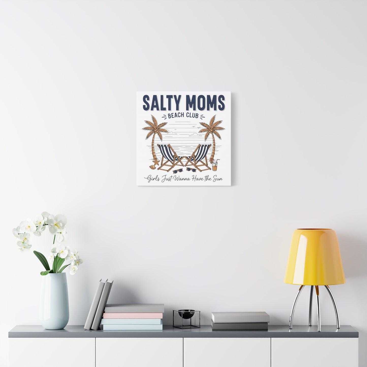 Salty Moms Beach Club Canvas Wall Art