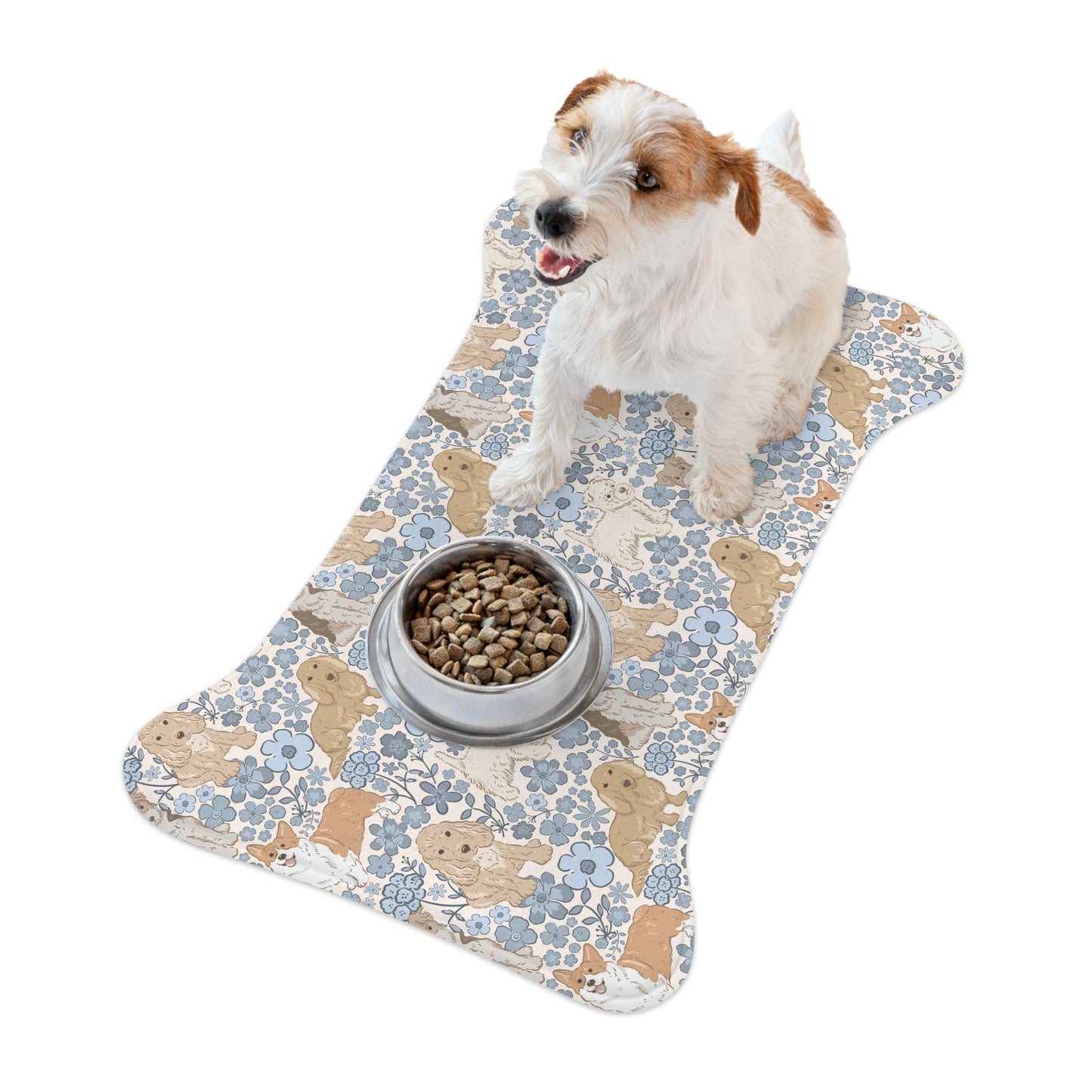 Floral Corgi & Labradoodle Pet Feeding Mat