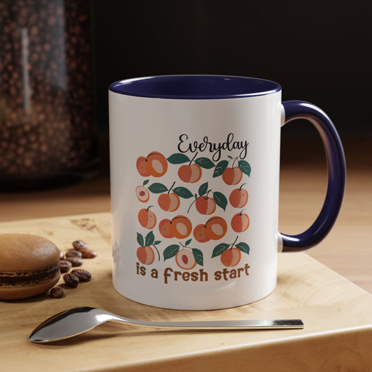 Everyday Is a Fresh Start Peach Accent Coffee Mug