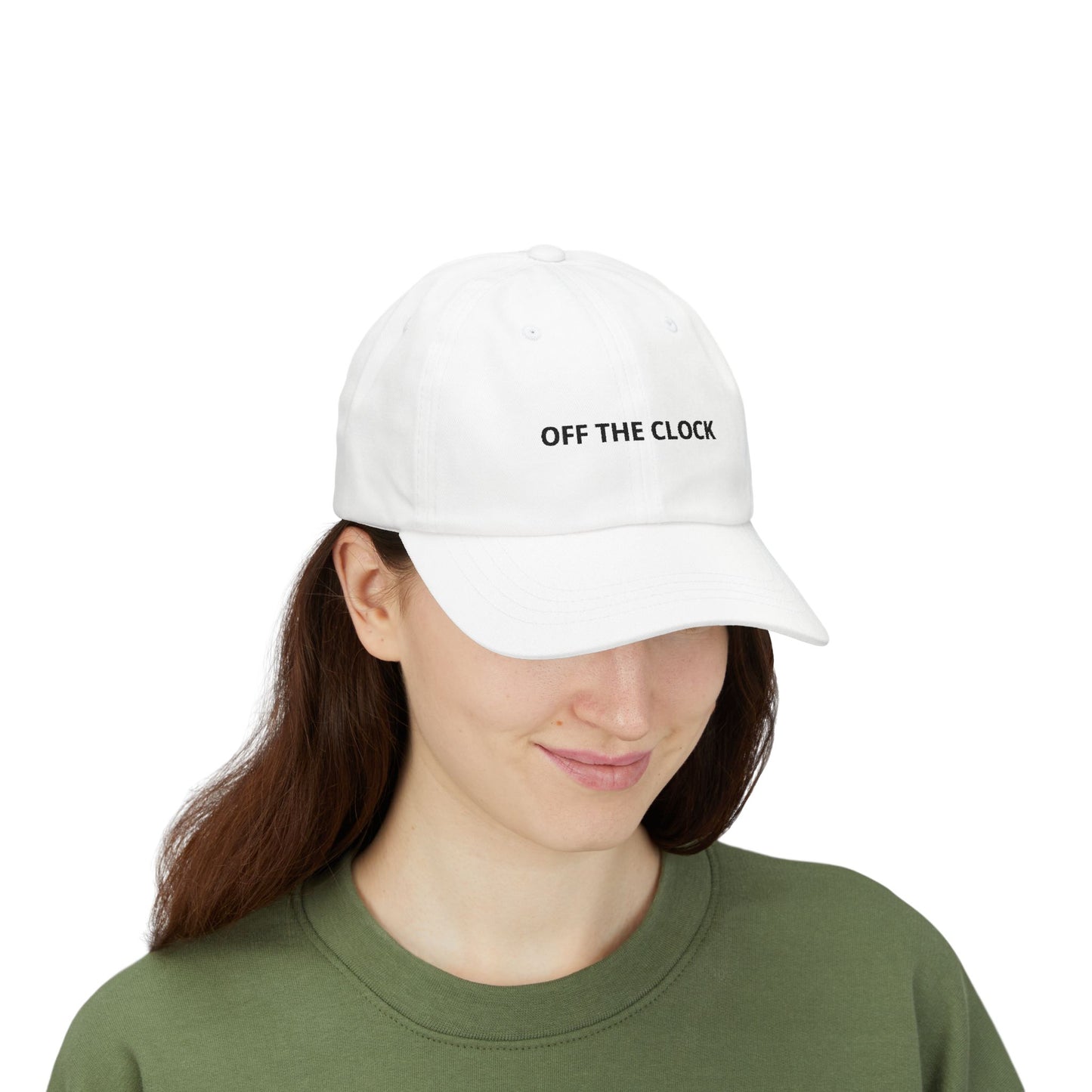 Off The Clock Embroidered Dad Hat - White Aesthetic Casual Baseball Cap