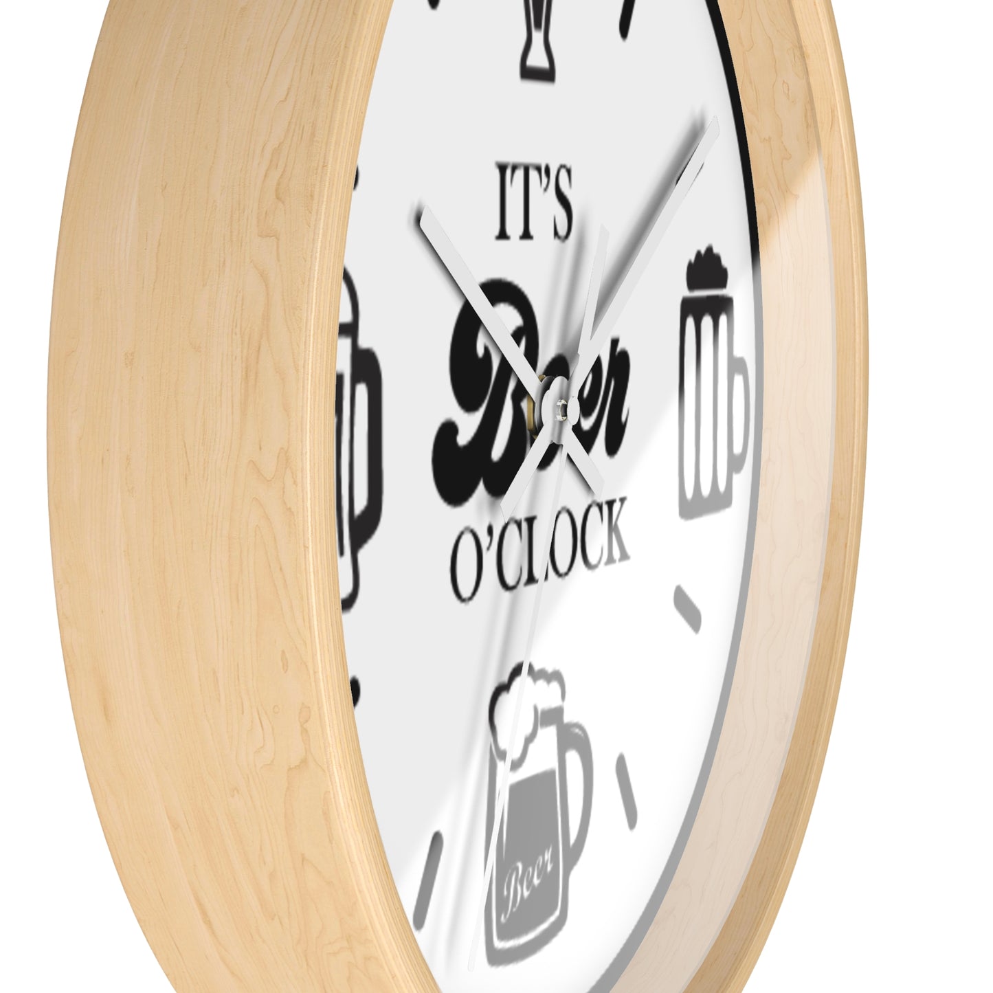 Retro Wood "It's Beer O'Clock" Wall Clock - Funny Beer Mug Home Bar Decor