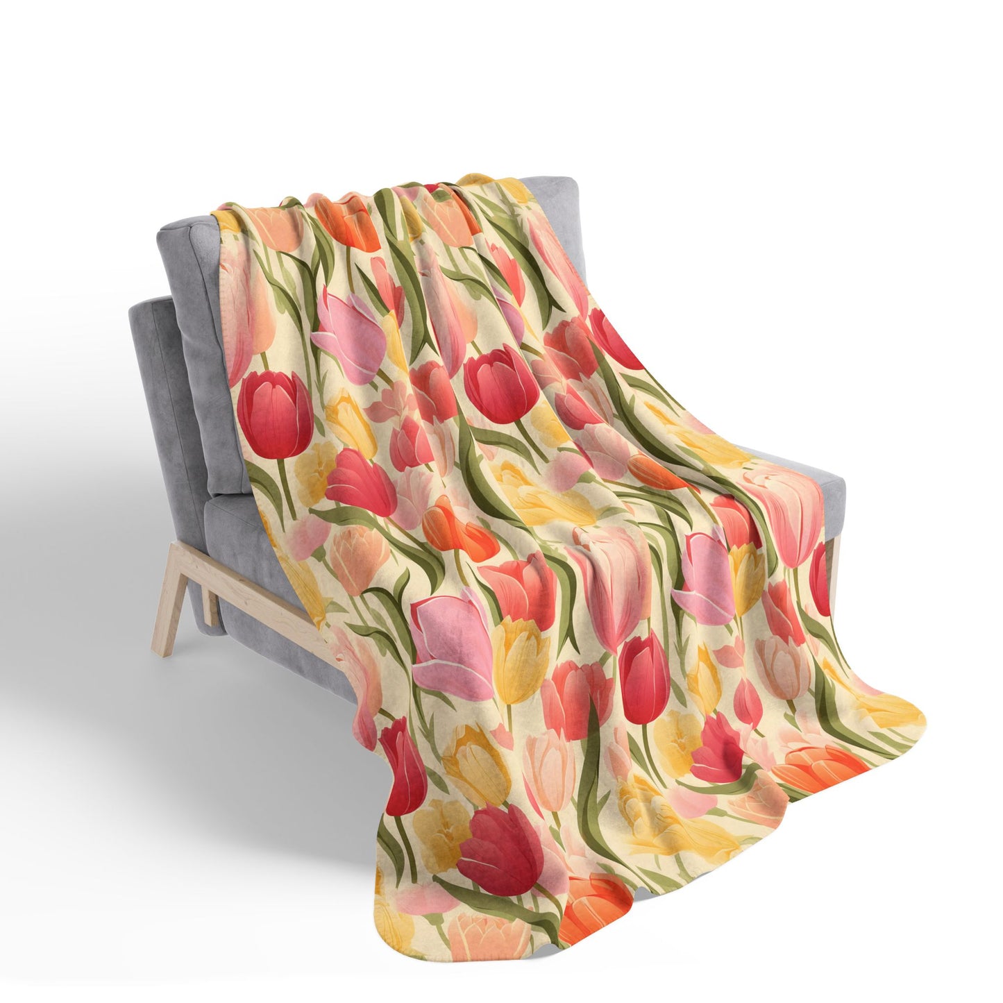 Spring Tulip Fleece Sherpa Blanket