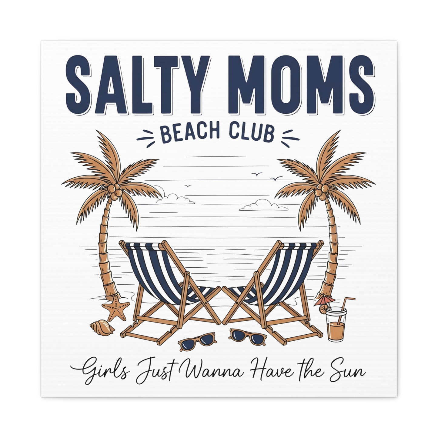 Salty Moms Beach Club Canvas Wall Art