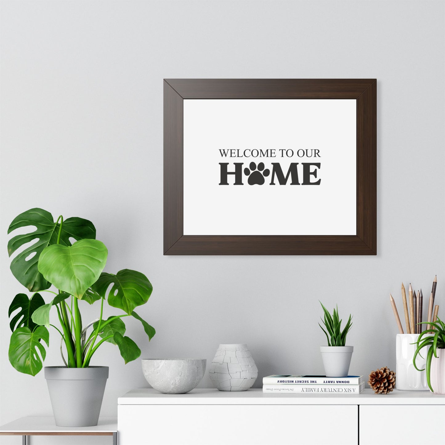 Welcome to Our Home Pet Paw Framed Poster – Cozy Pet Lover Decor