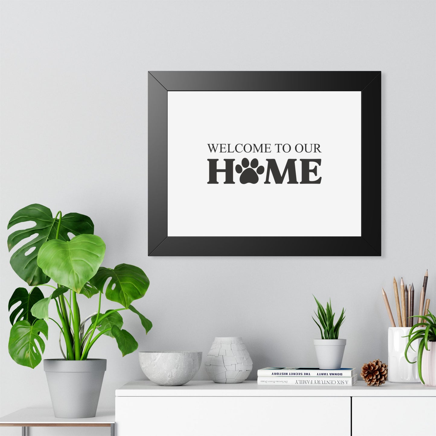 Welcome to Our Home Pet Paw Framed Poster – Cozy Pet Lover Decor