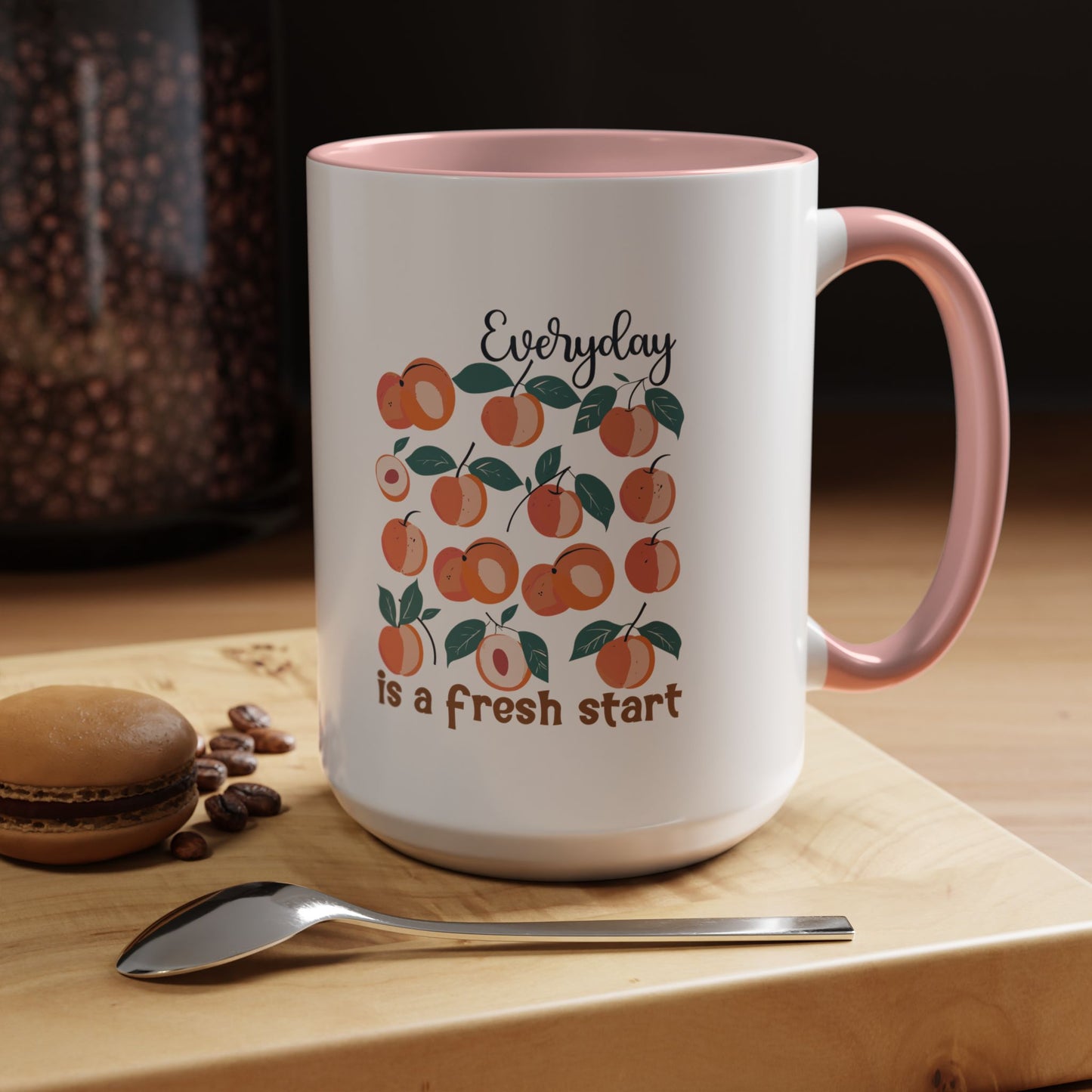Everyday Is a Fresh Start Peach Accent Coffee Mug