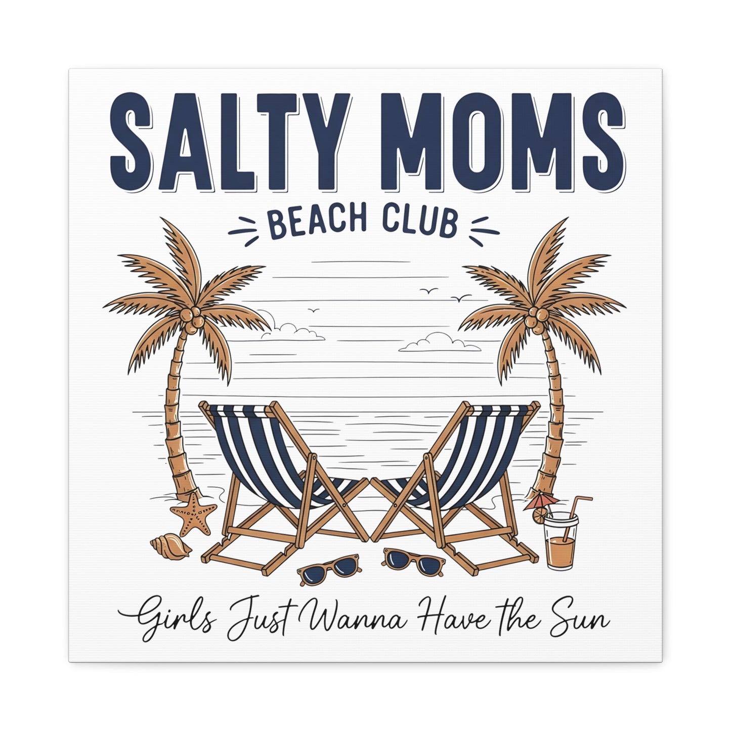 Salty Moms Beach Club Canvas Wall Art