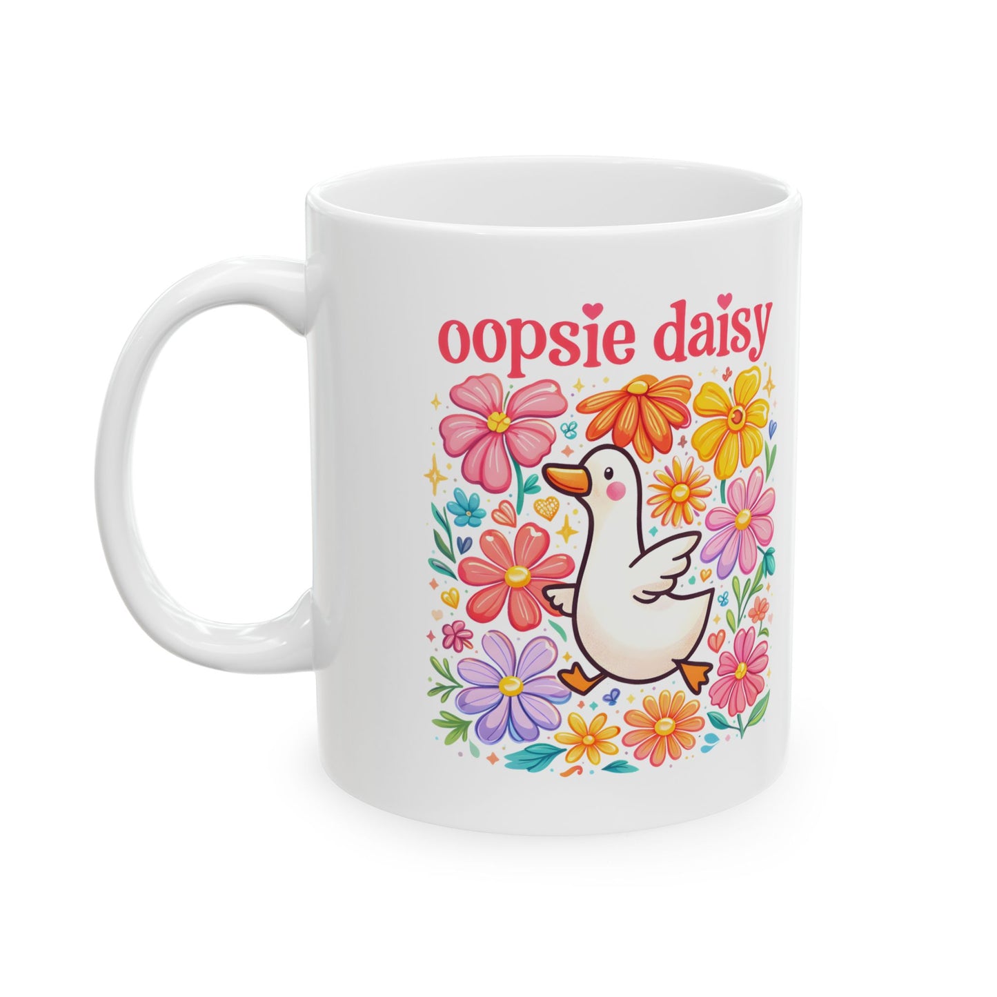 Cute Daisy Floral Ceramic Mug - Aesthetic Flower Garden Gift for Her (11oz)