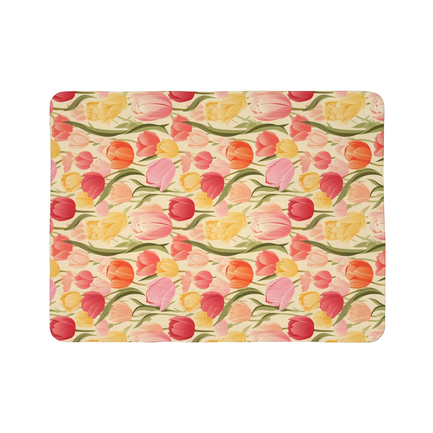Spring Tulip Fleece Sherpa Blanket