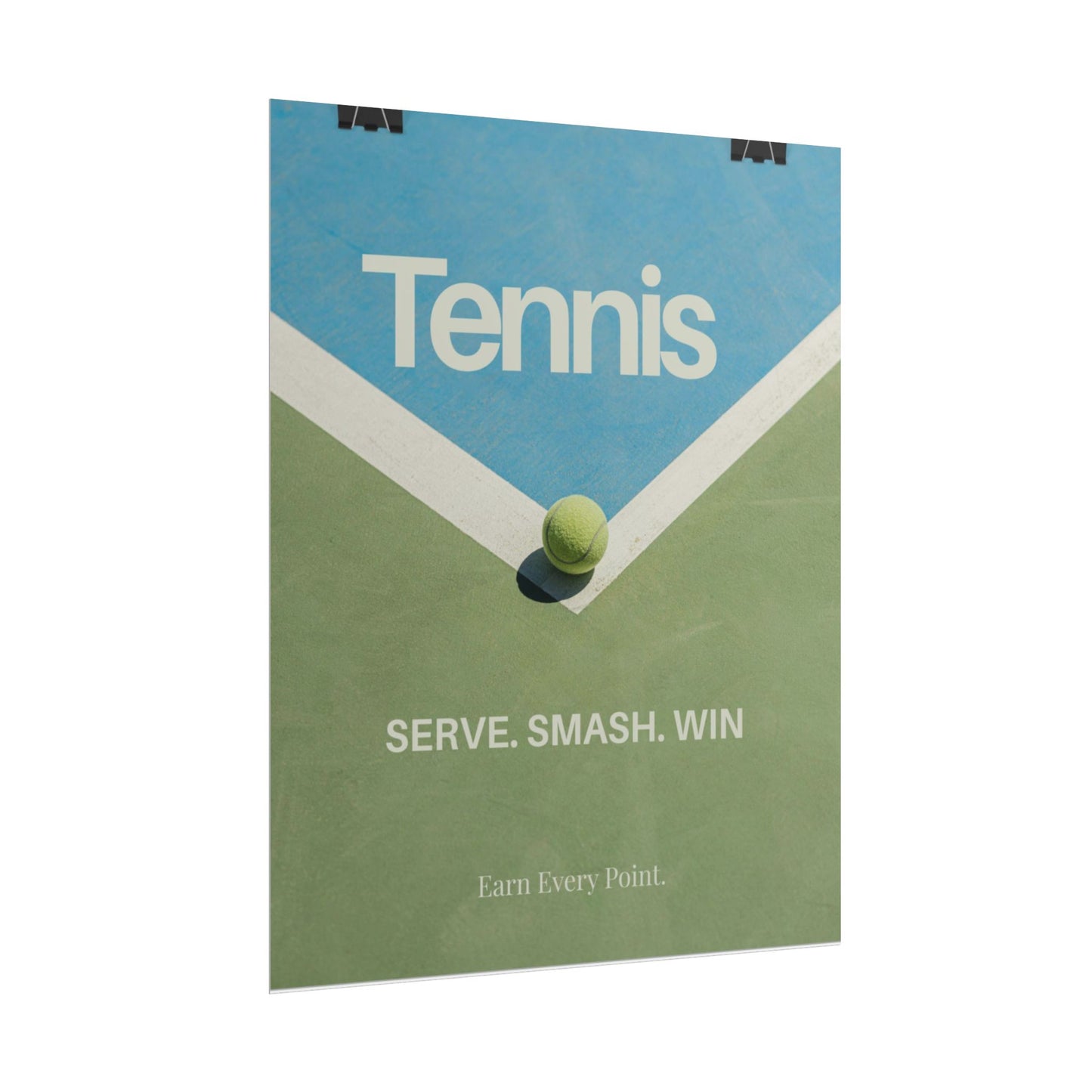 Tennis Court Wall Art Poster — Earn Every Point Minimalist Sports Print | Matte Vertical Tennis Ball Canvas for Room & Gym Decor