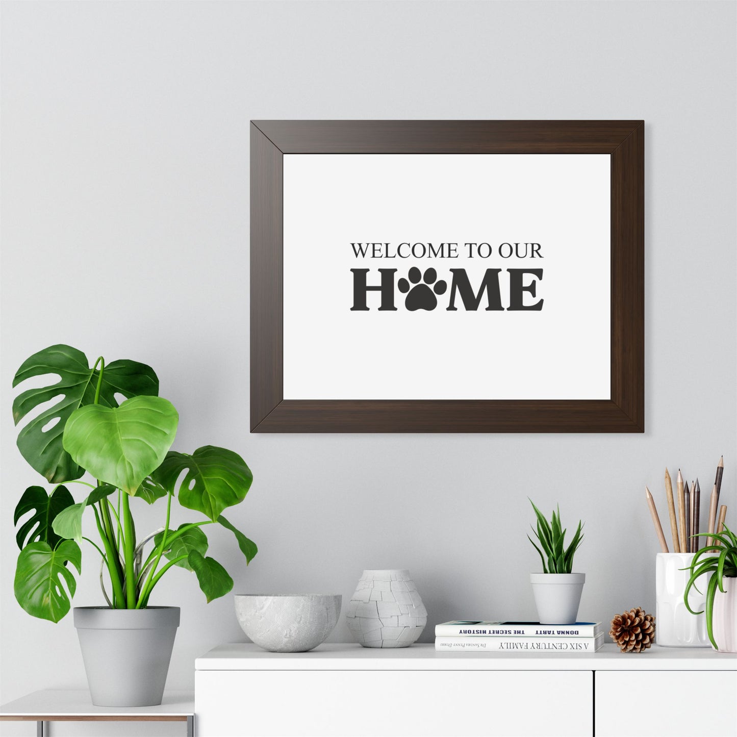 Welcome to Our Home Pet Paw Framed Poster – Cozy Pet Lover Decor