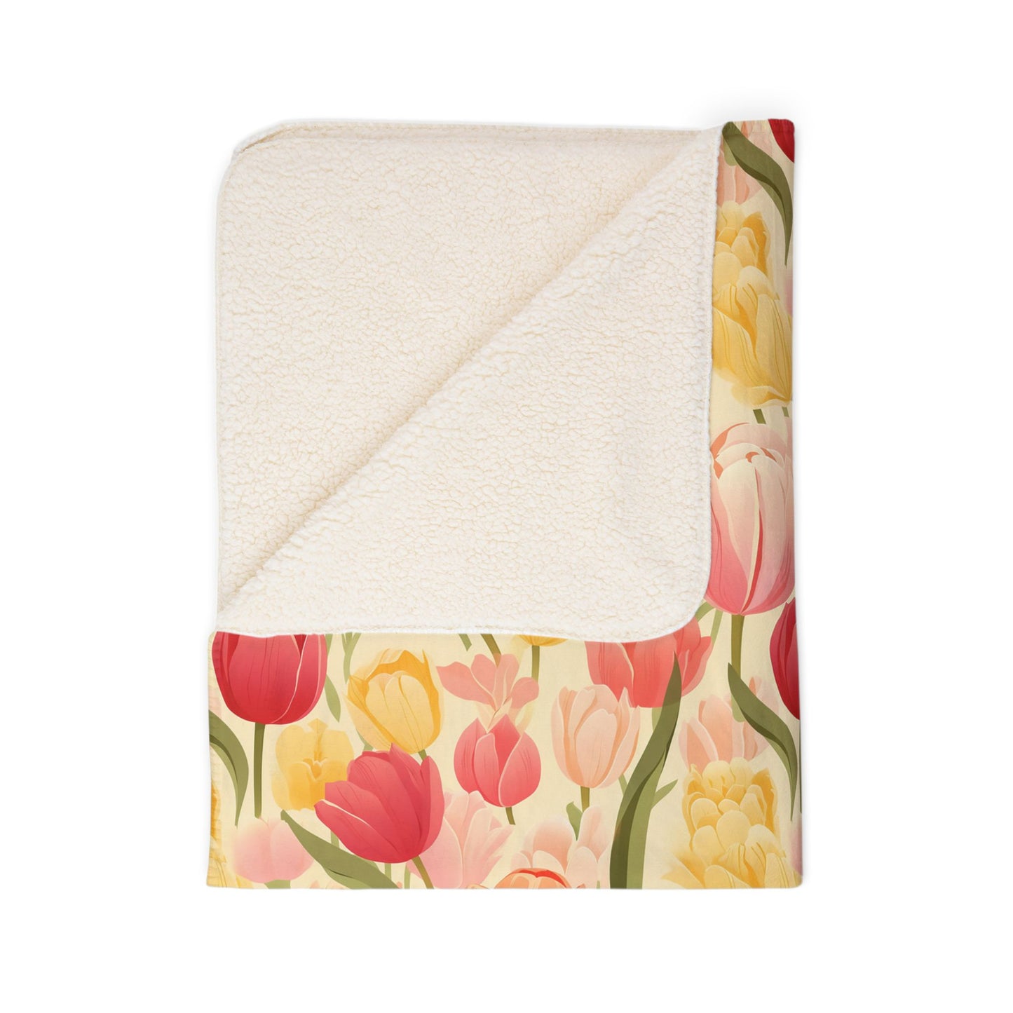 Spring Tulip Fleece Sherpa Blanket