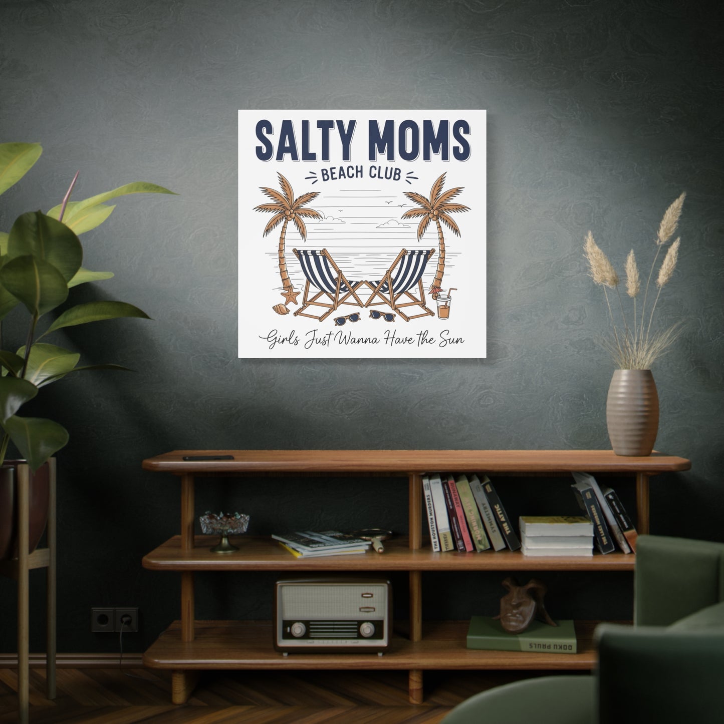 Salty Moms Beach Club Canvas Wall Art