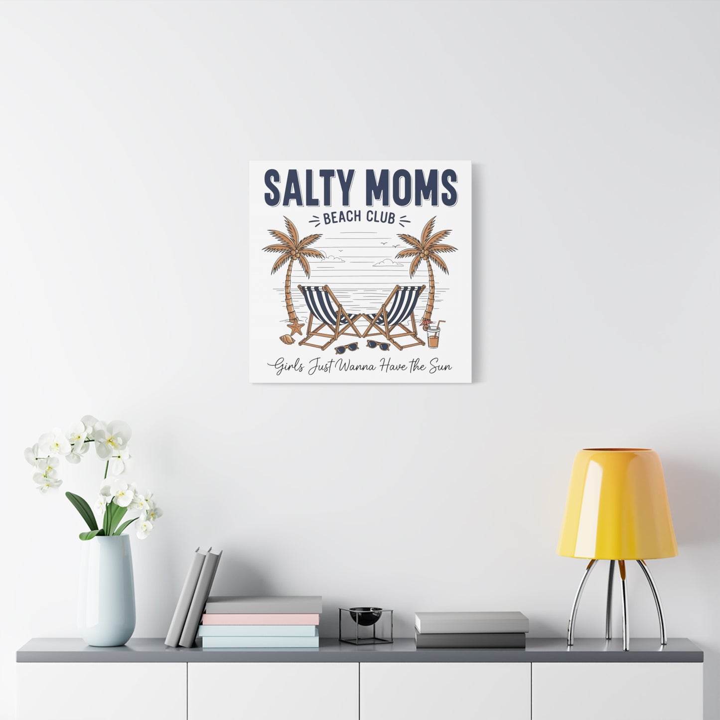 Salty Moms Beach Club Canvas Wall Art