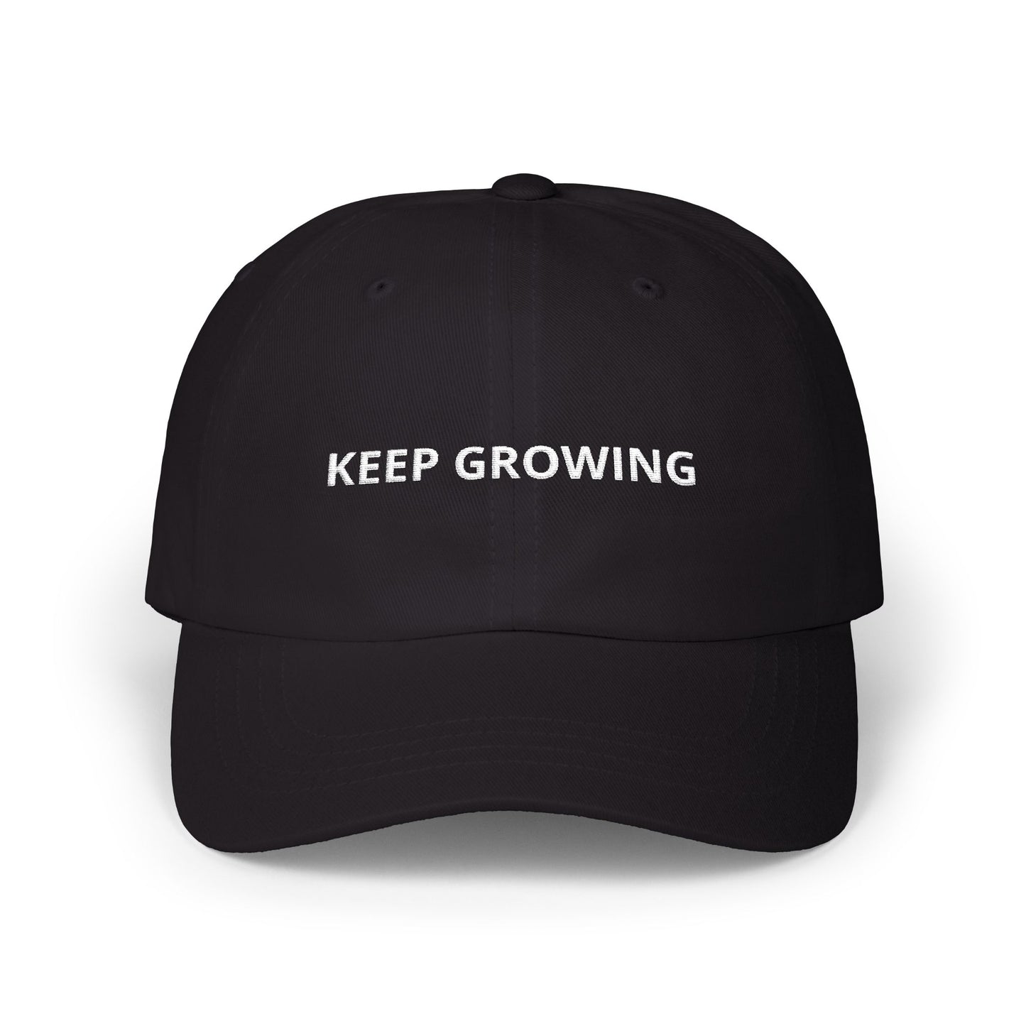 Keep Growing Embroidered Dad Hat - Black Aesthetic Minimalist Baseball Cap