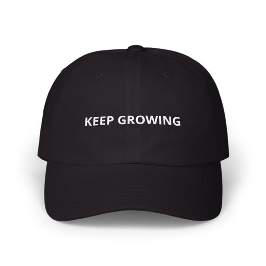 Keep Growing Embroidered Dad Hat - Black Aesthetic Minimalist Baseball Cap