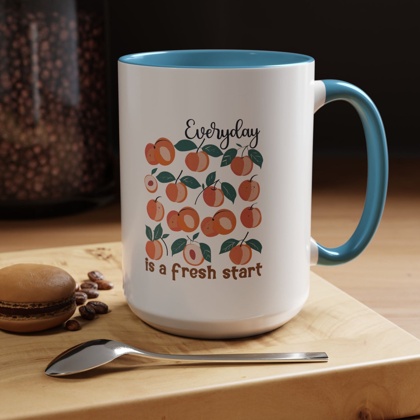 Everyday Is a Fresh Start Peach Accent Coffee Mug