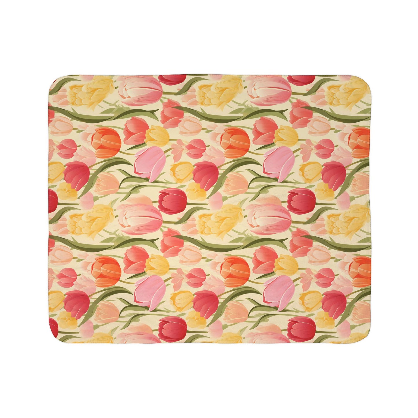 Spring Tulip Fleece Sherpa Blanket