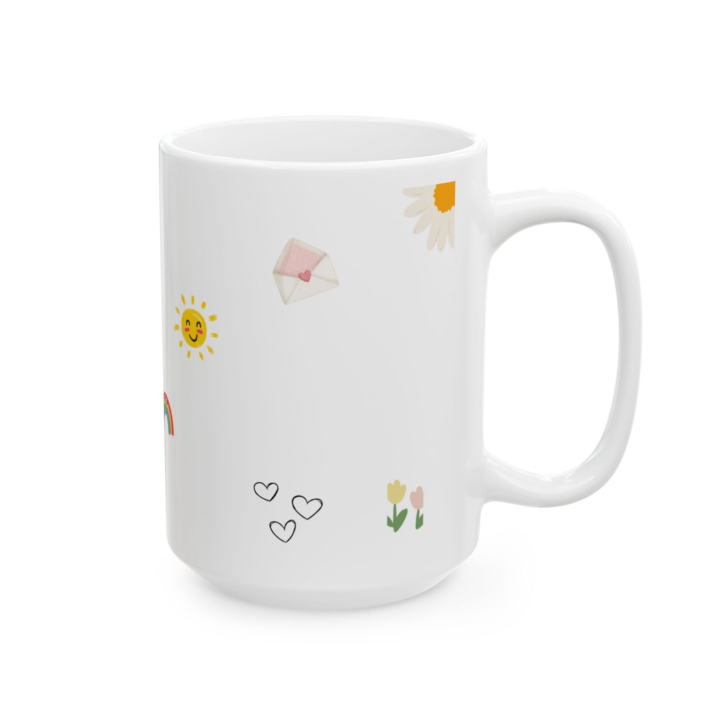 Aesthetic Retro Smiley & Flowers Ceramic Mug – 11oz / 15oz Cute Coffee Cup