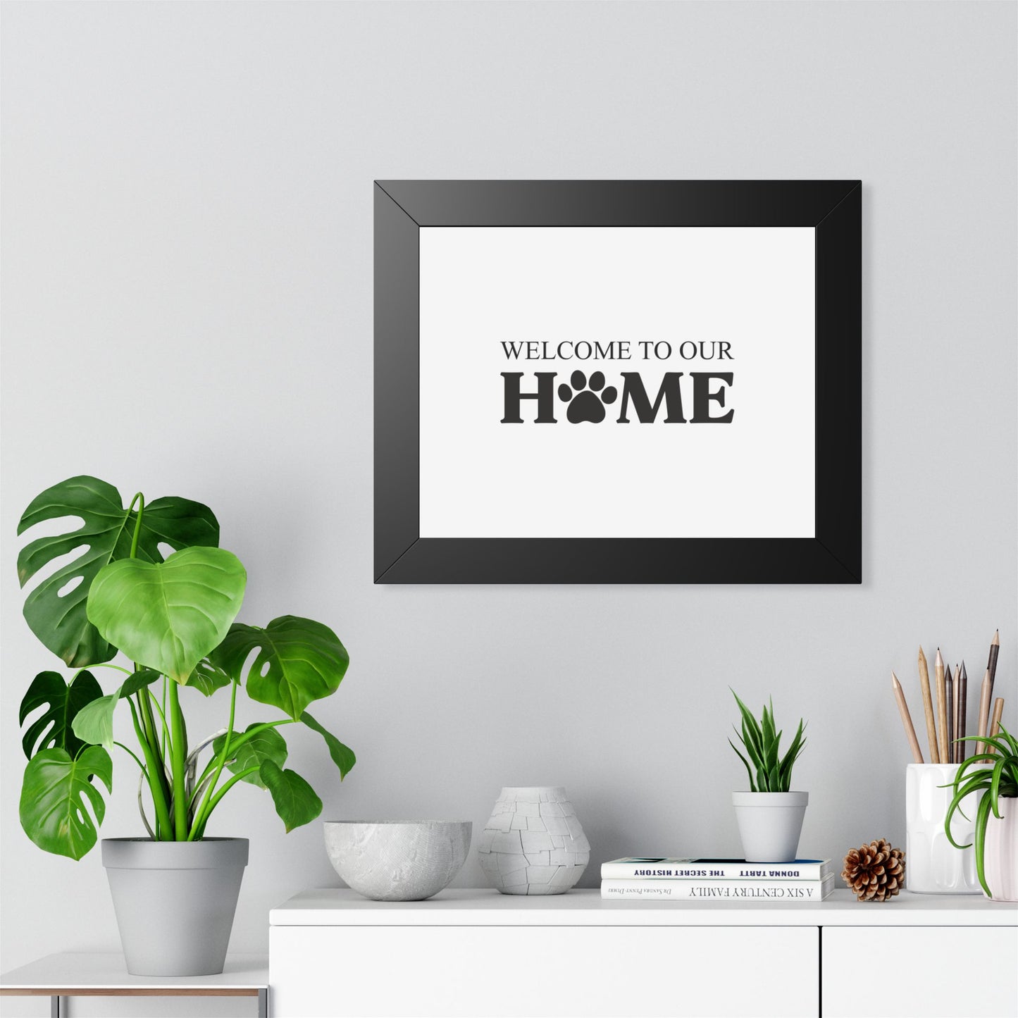 Welcome to Our Home Pet Paw Framed Poster – Cozy Pet Lover Decor