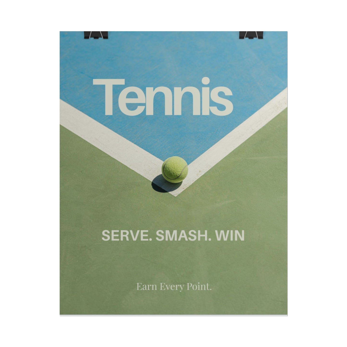 Tennis Court Wall Art Poster — Earn Every Point Minimalist Sports Print | Matte Vertical Tennis Ball Canvas for Room & Gym Decor