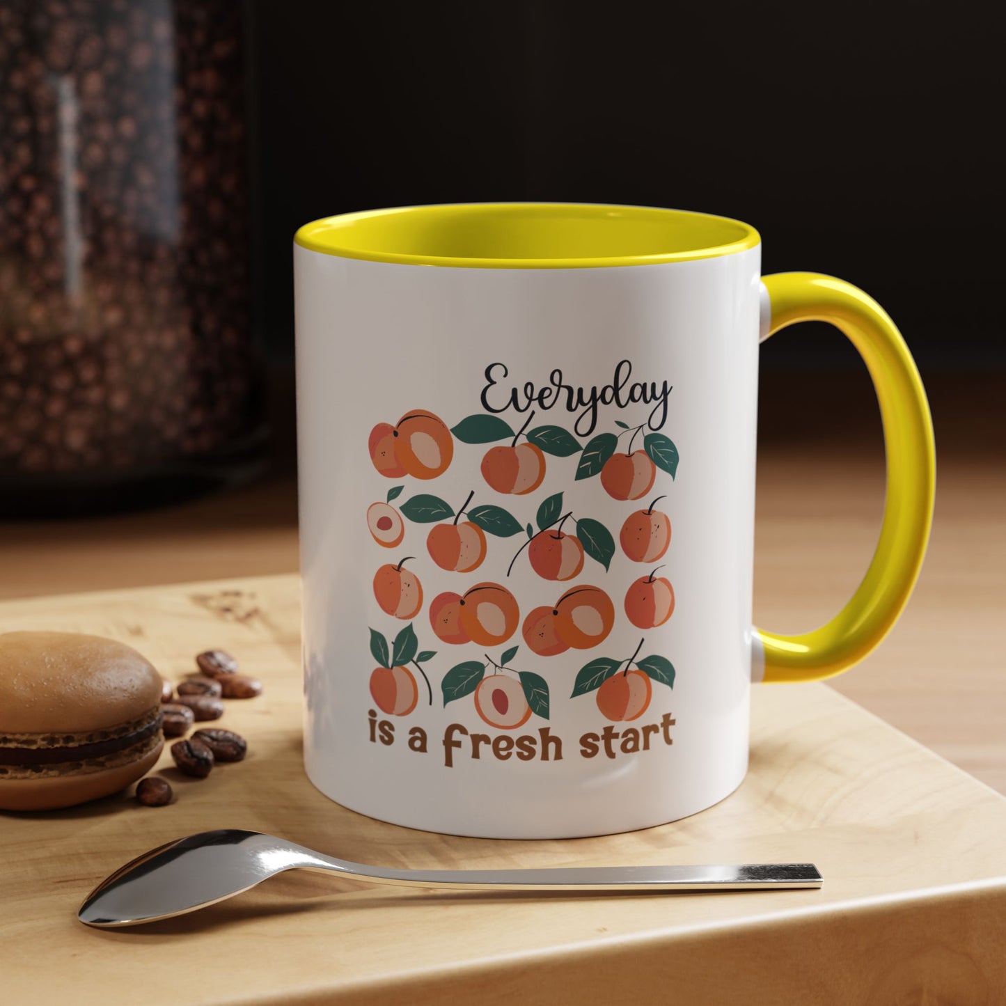 Everyday Is a Fresh Start Peach Accent Coffee Mug