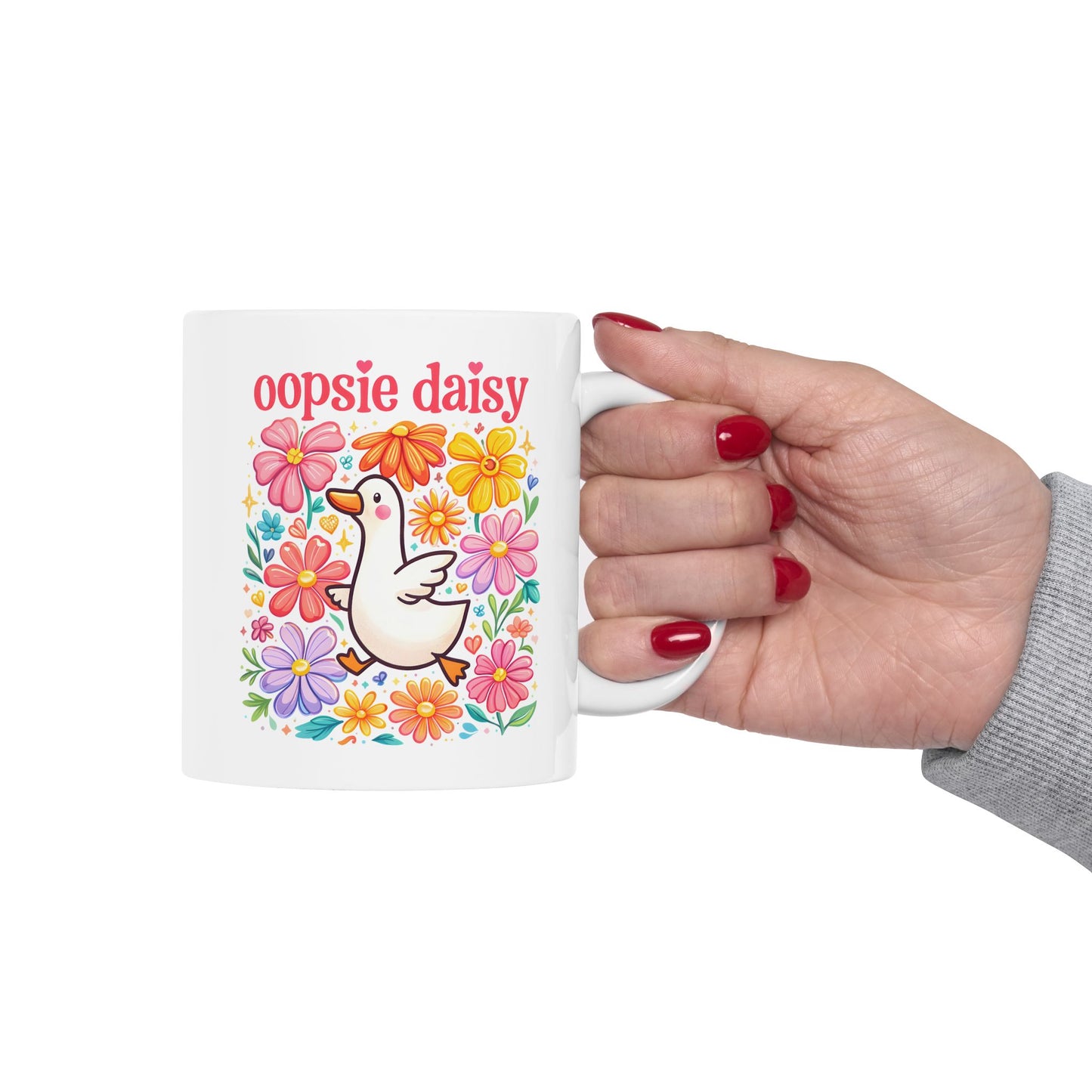 Cute Daisy Floral Ceramic Mug - Aesthetic Flower Garden Gift for Her (11oz)