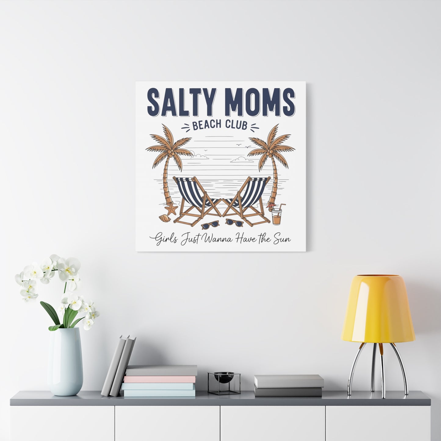 Salty Moms Beach Club Canvas Wall Art