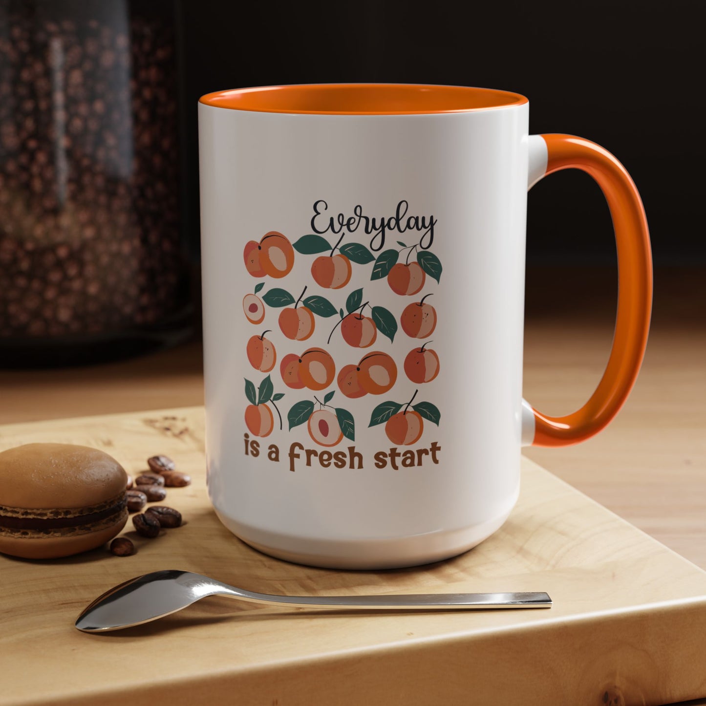 Everyday Is a Fresh Start Peach Accent Coffee Mug