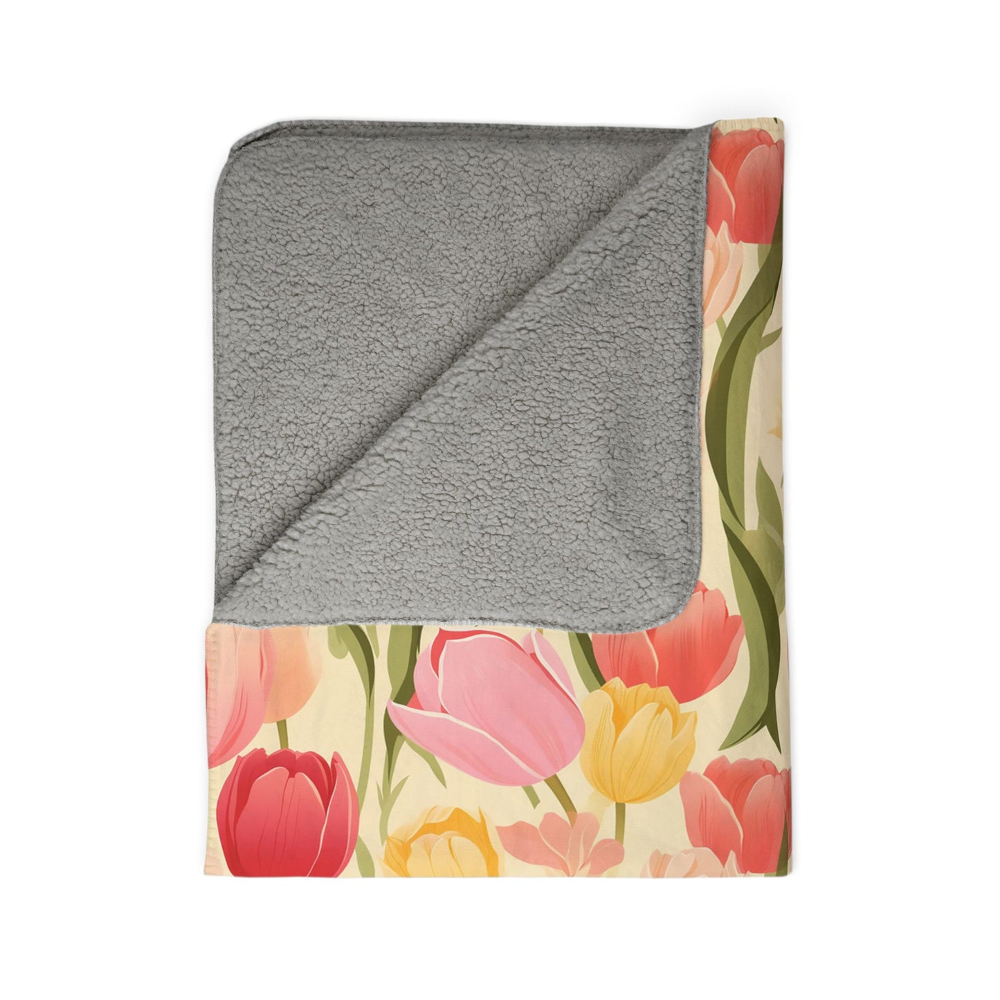 Spring Tulip Fleece Sherpa Blanket
