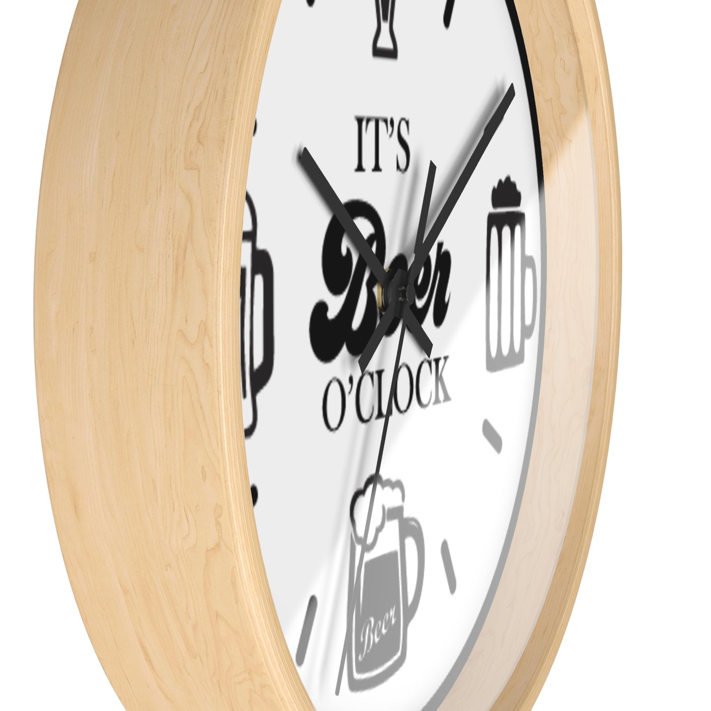 Retro Wood "It's Beer O'Clock" Wall Clock - Funny Beer Mug Home Bar Decor