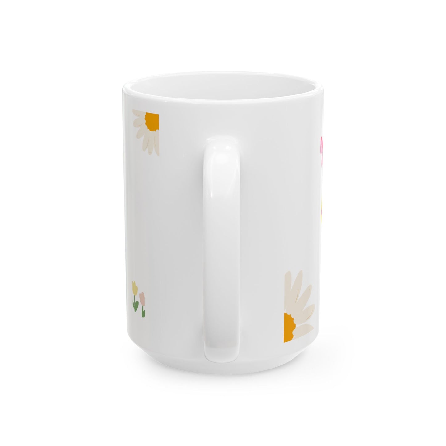 Aesthetic Retro Smiley & Flowers Ceramic Mug – 11oz / 15oz Cute Coffee Cup