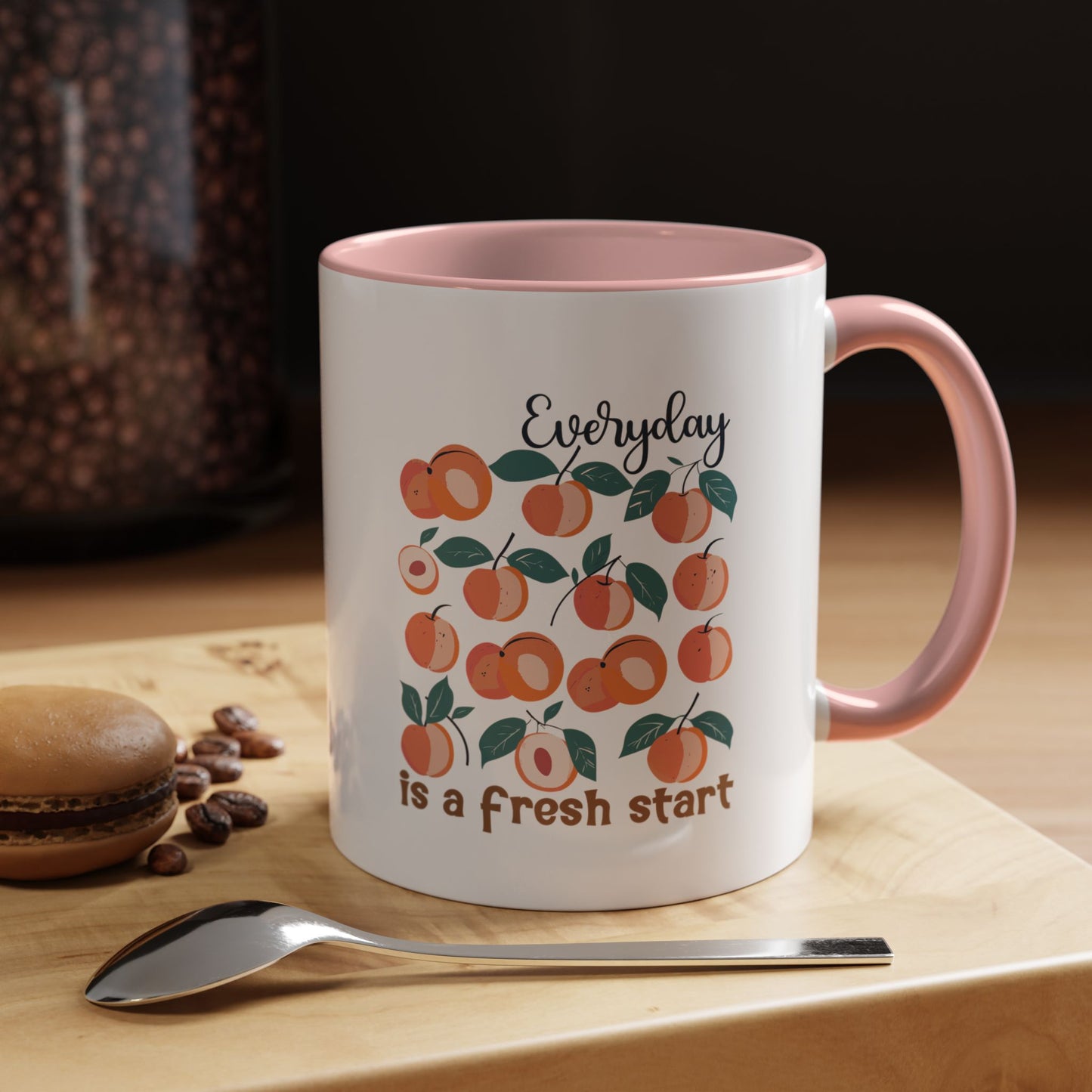 Everyday Is a Fresh Start Peach Accent Coffee Mug