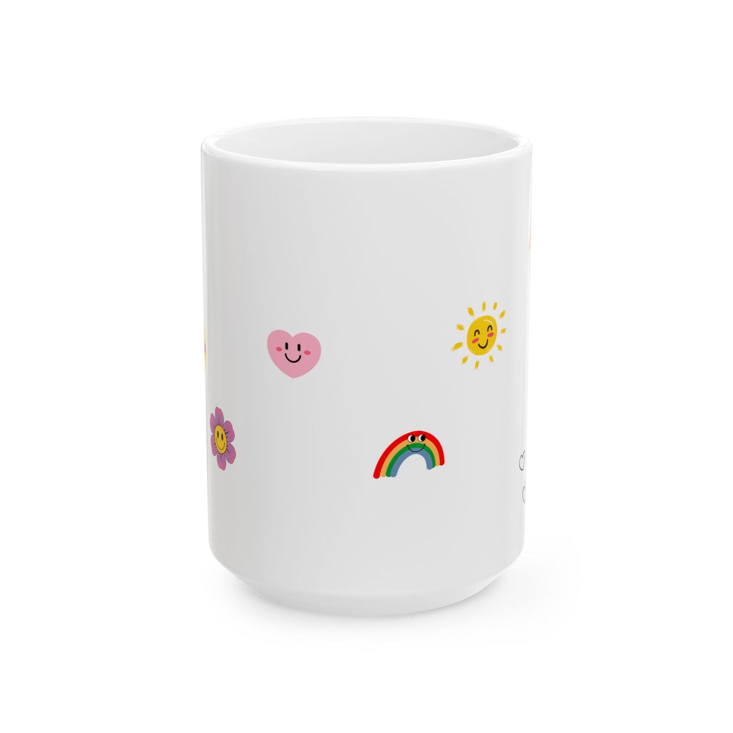 Aesthetic Retro Smiley & Flowers Ceramic Mug – 11oz / 15oz Cute Coffee Cup