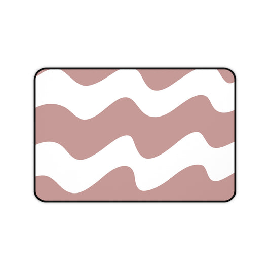 Wavy Blush Desk Mat — Pink Wave Pattern Mousepad