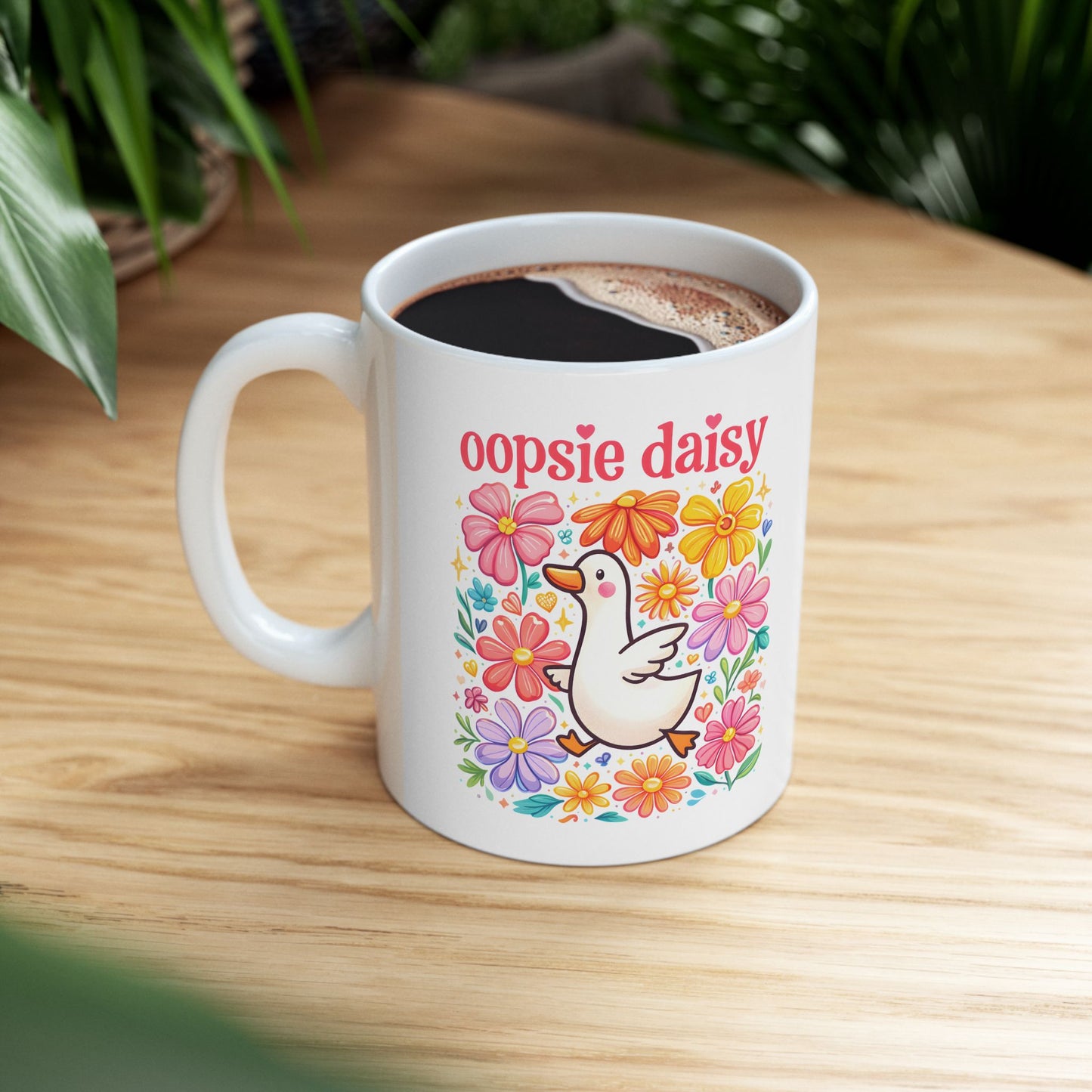 Cute Daisy Floral Ceramic Mug - Aesthetic Flower Garden Gift for Her (11oz)
