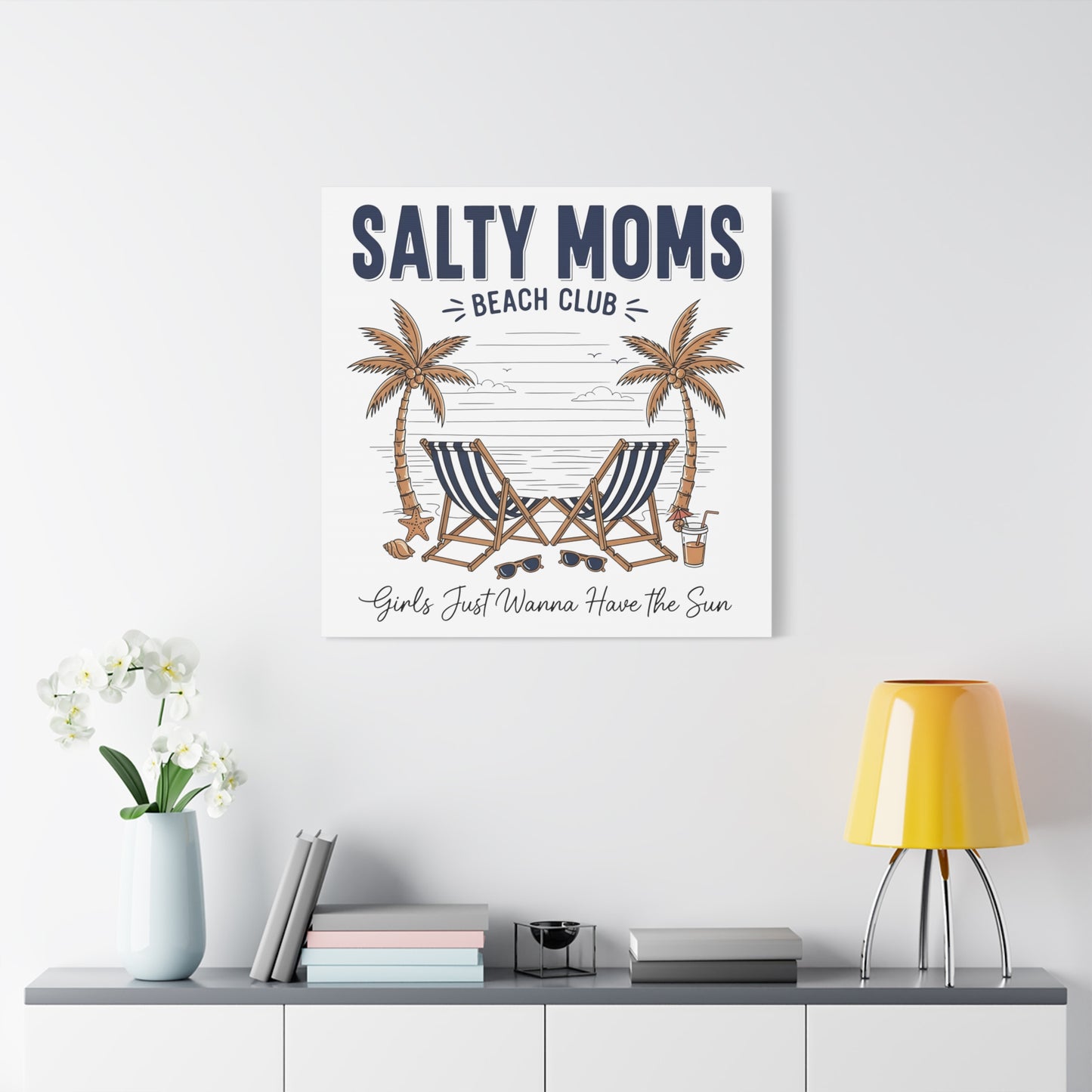 Salty Moms Beach Club Canvas Wall Art