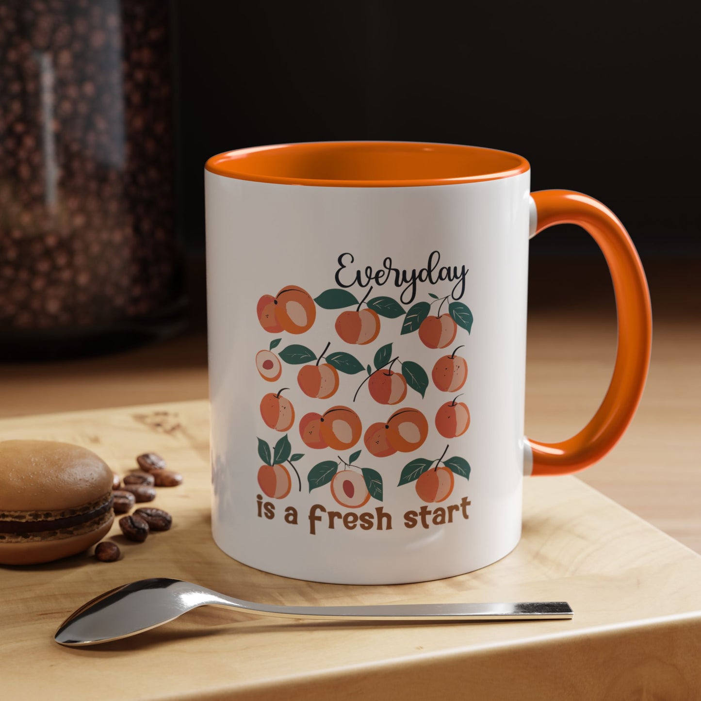 Everyday Is a Fresh Start Peach Accent Coffee Mug