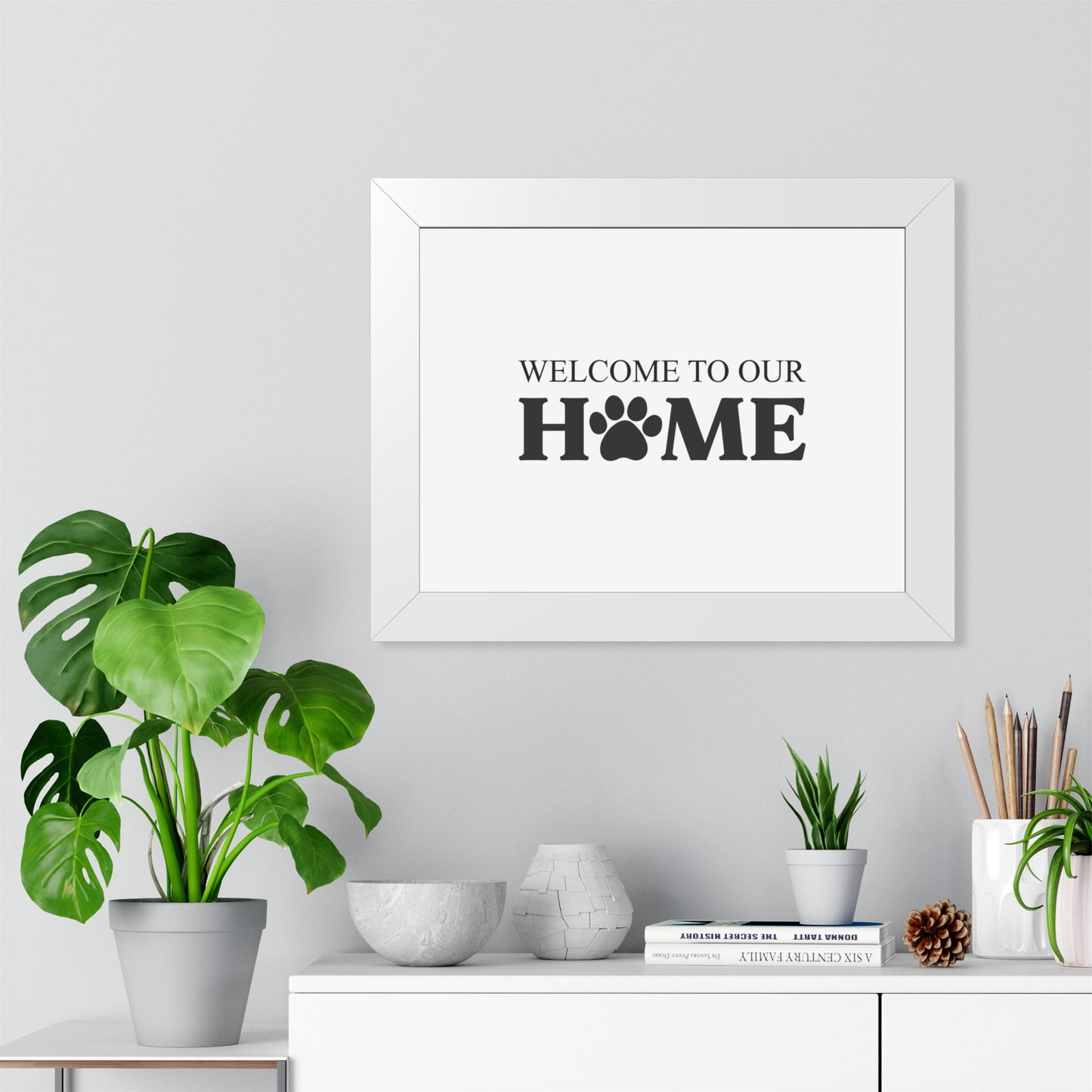 Welcome to Our Home Pet Paw Framed Poster – Cozy Pet Lover Decor