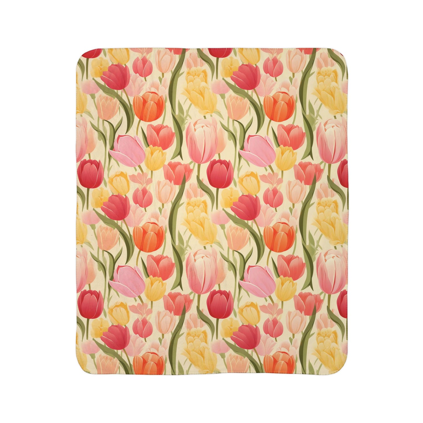 Spring Tulip Fleece Sherpa Blanket