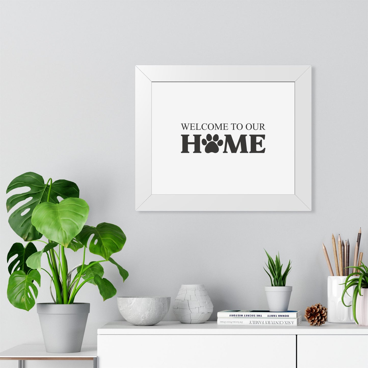 Welcome to Our Home Pet Paw Framed Poster – Cozy Pet Lover Decor