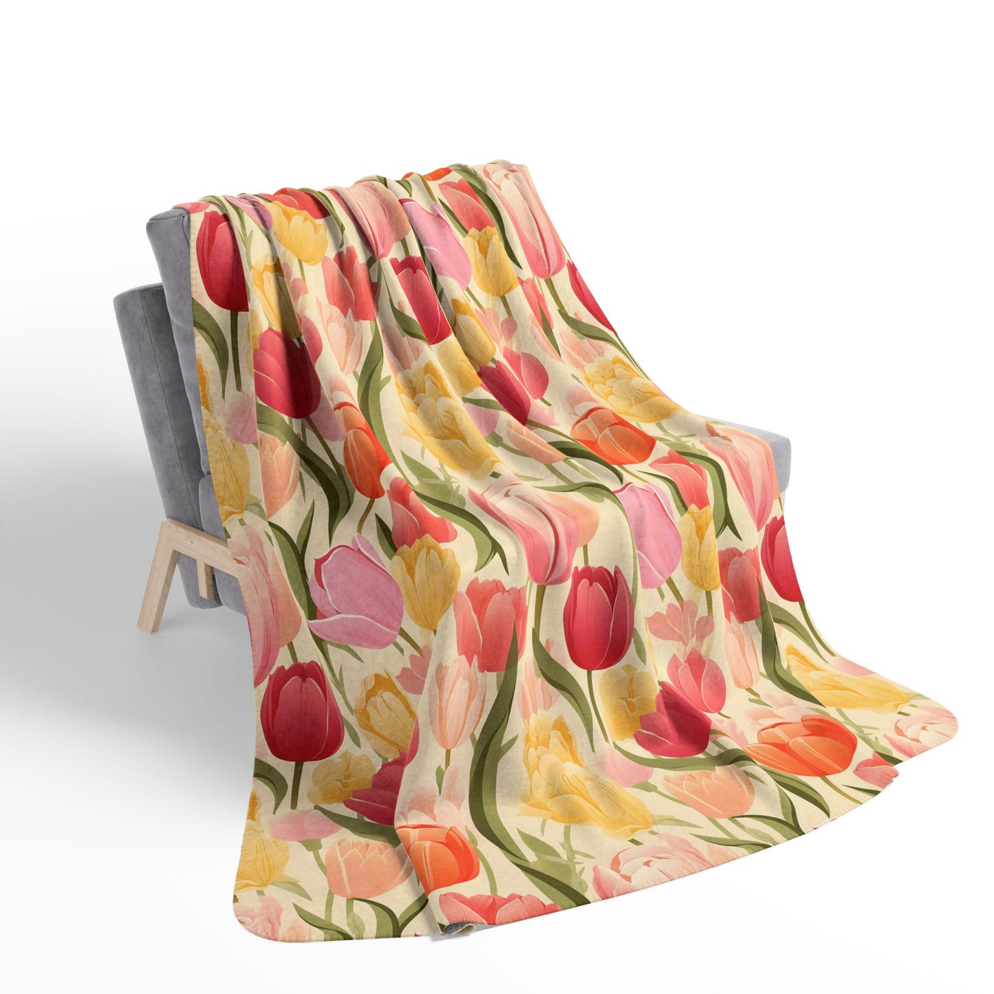Spring Tulip Fleece Sherpa Blanket