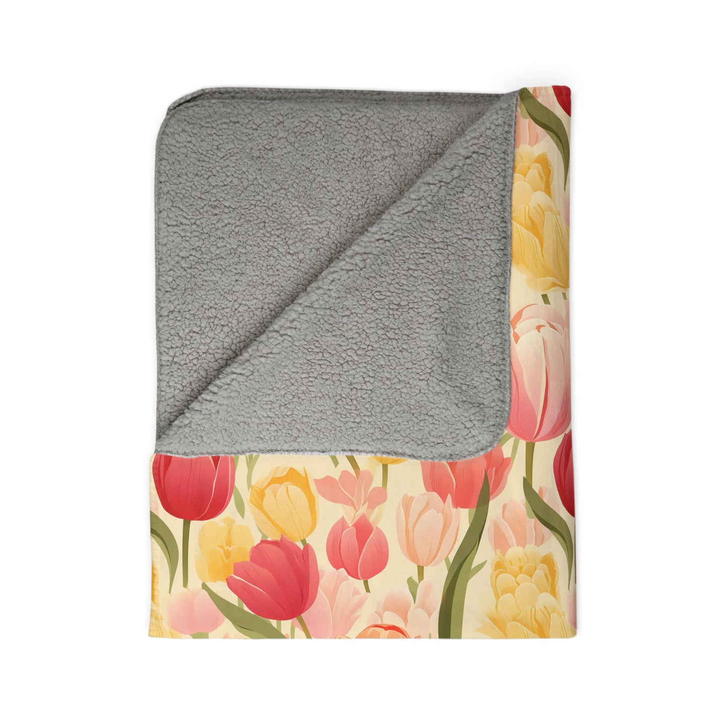 Spring Tulip Fleece Sherpa Blanket