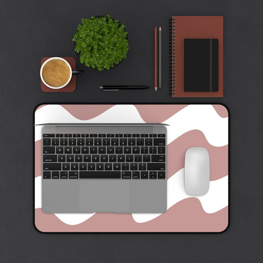 Wavy Blush Desk Mat — Pink Wave Pattern Mousepad